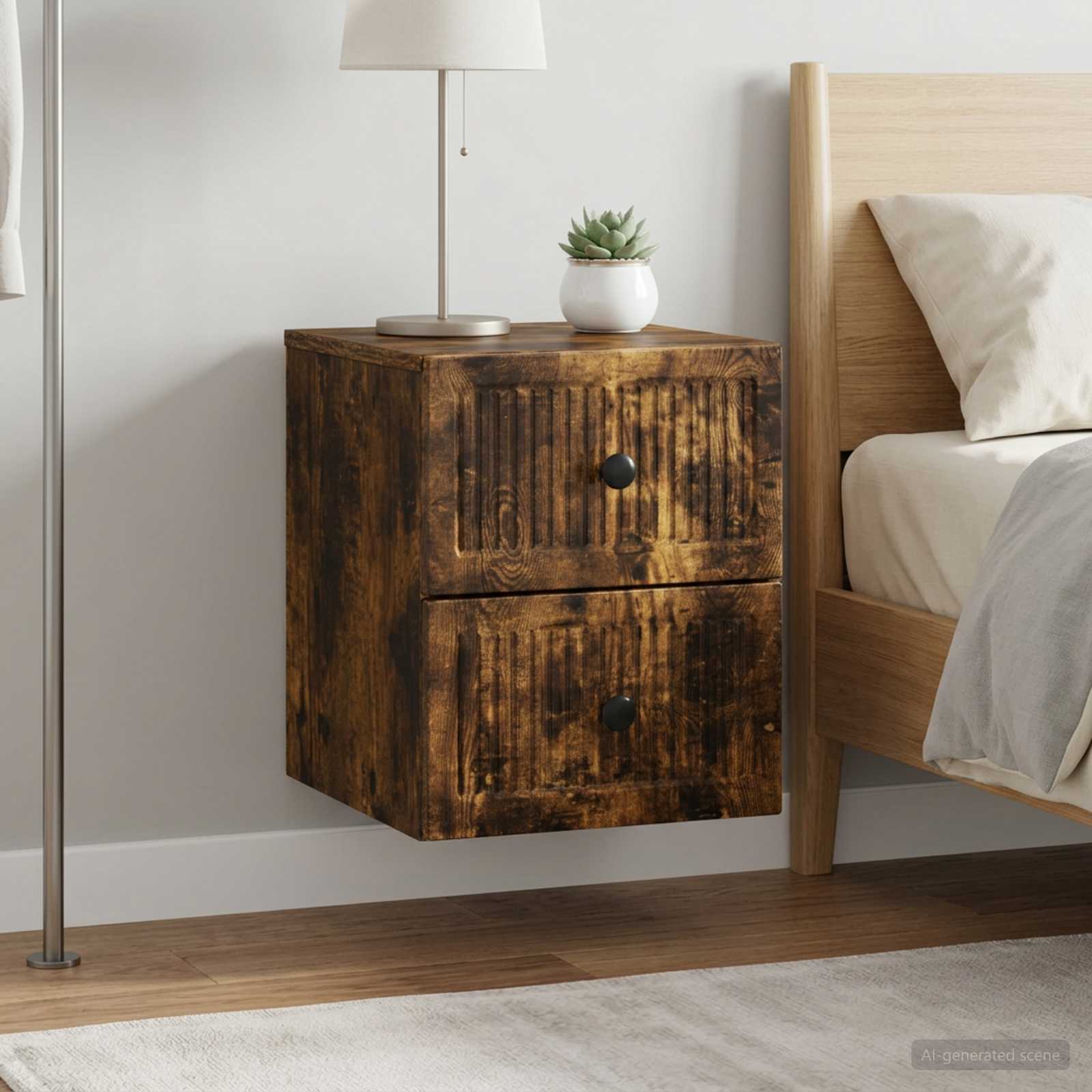 Nástěnný Noční Stolek 2 Pcs Kouřový Dub 33 X 34,5 X 40 Cm
