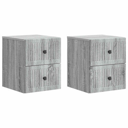 Nástěnný Noční Stolek 2 Pcs Šedá Sonoma 33 X 34,5 X 40 Cm