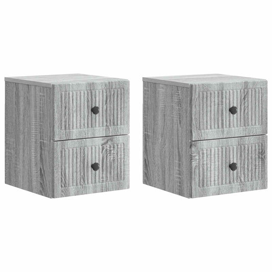Nástěnný Noční Stolek 2 Pcs Šedá Sonoma 33 X 34,5 X 40 Cm
