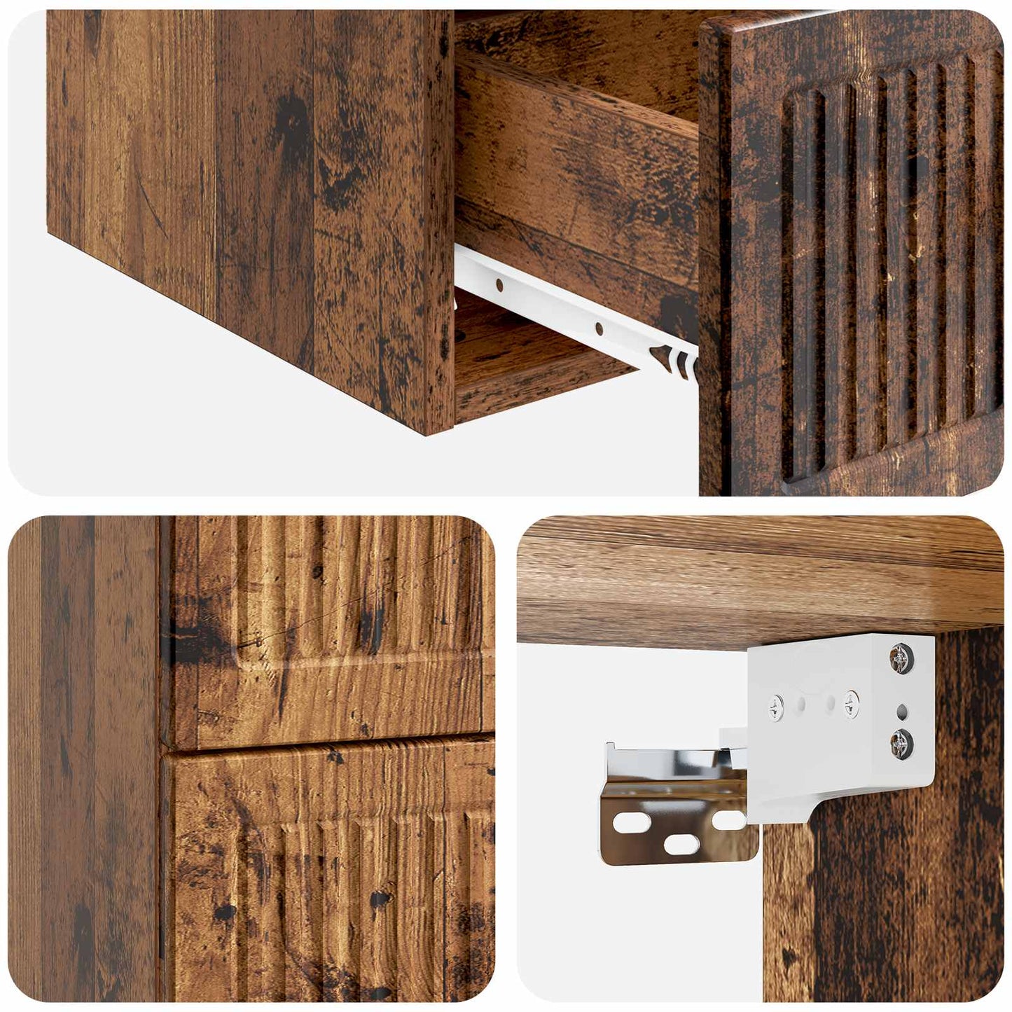Nástěnný Noční Stolek 2 Pcs Staré Dřevo 33 X 34,5 X 40 Cm
