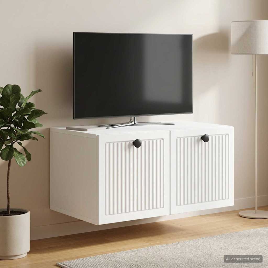 Nástěnná Tv Skříň Bílá 59,5 X 41 X 30 Cm Kompozitní Dřevo