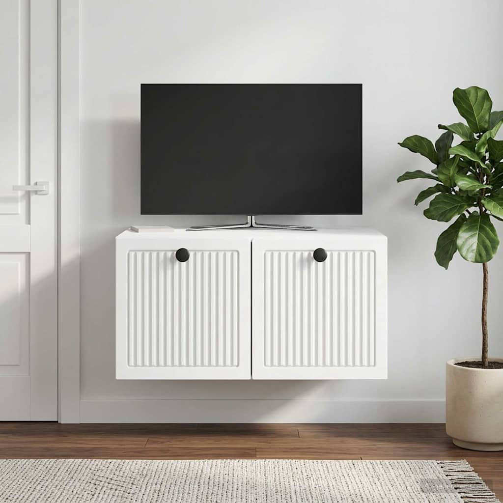 Nástěnná Tv Skříň Bílá 59,5 X 41 X 30 Cm Kompozitní Dřevo