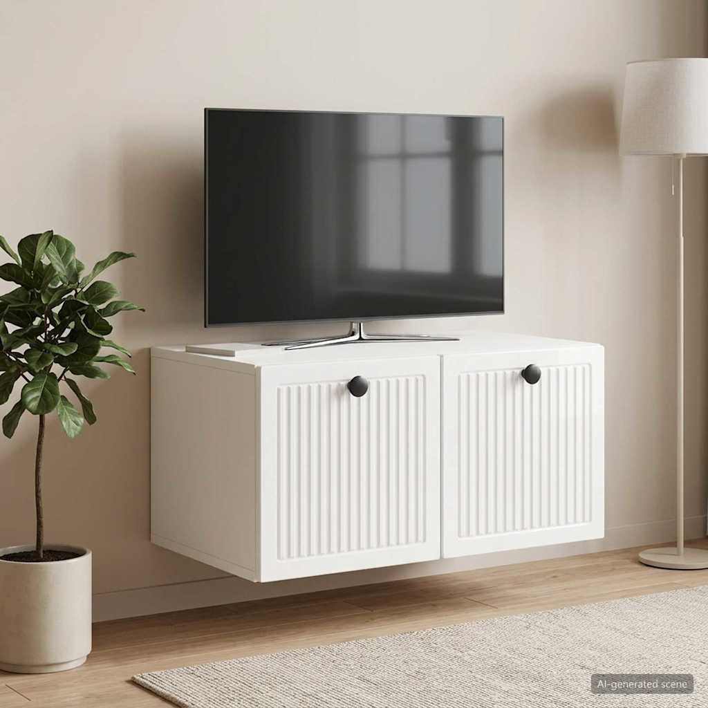 Nástěnná Tv Skříň Bílá S Vysokým Leskem 59,5 X 41 X 30 Cm