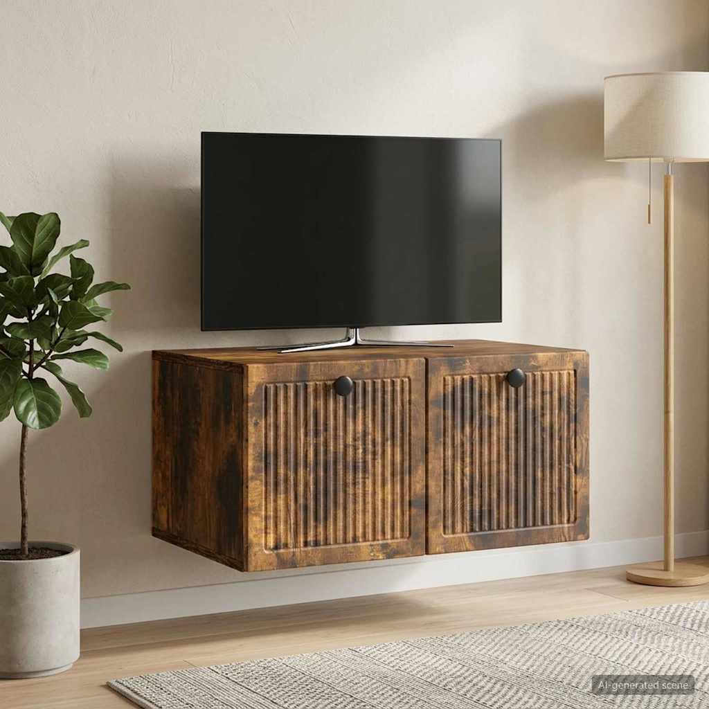 Nástěnná Tv Skříň Nástěnný Kouřový Dub 59,5 X 41 X 30 Cm
