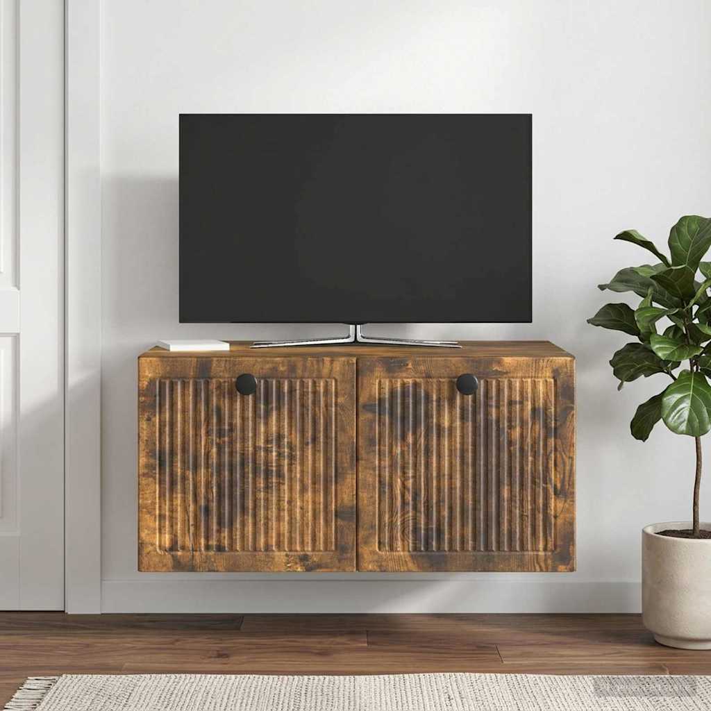 Nástěnná Tv Skříň Nástěnný Kouřový Dub 59,5 X 41 X 30 Cm