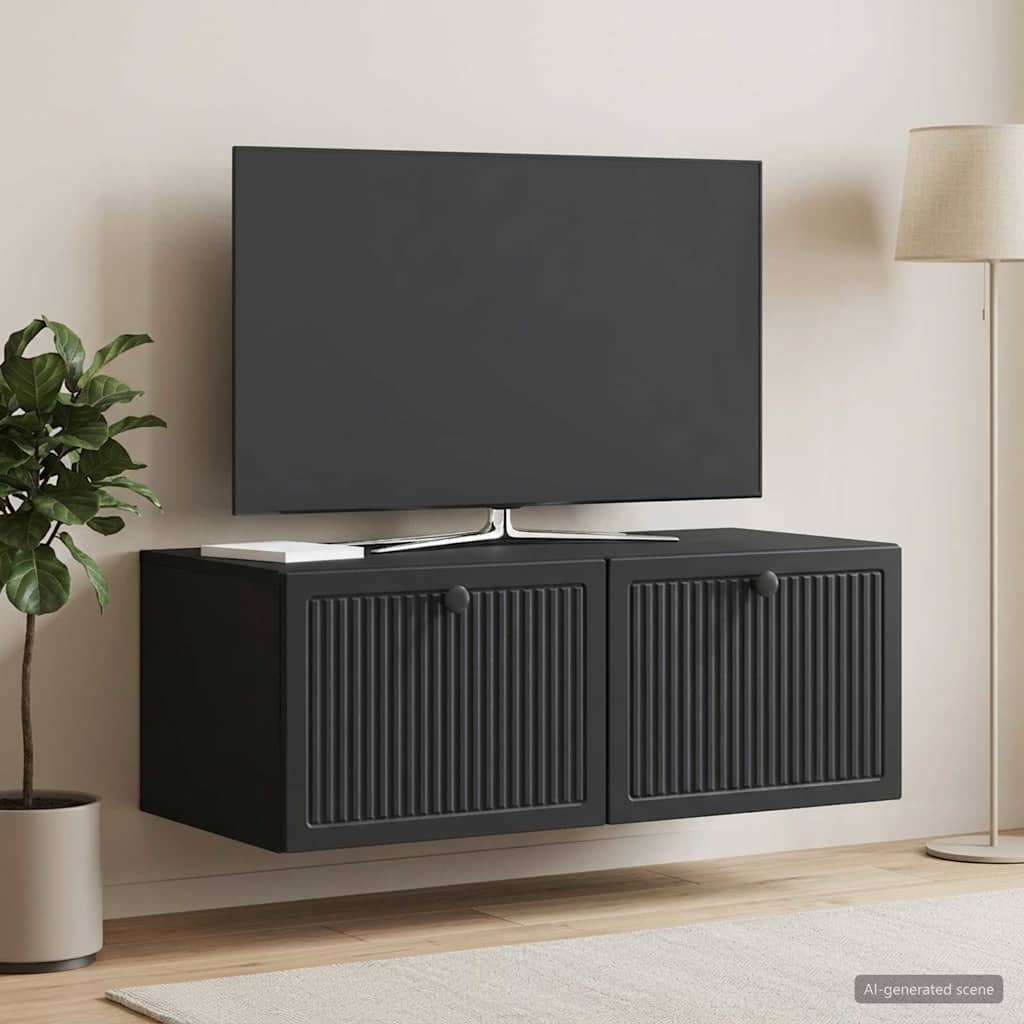Nástěnná Tv Skříň Černá 78,5 X 41 X 30 Cm Kompozitní Dřevo