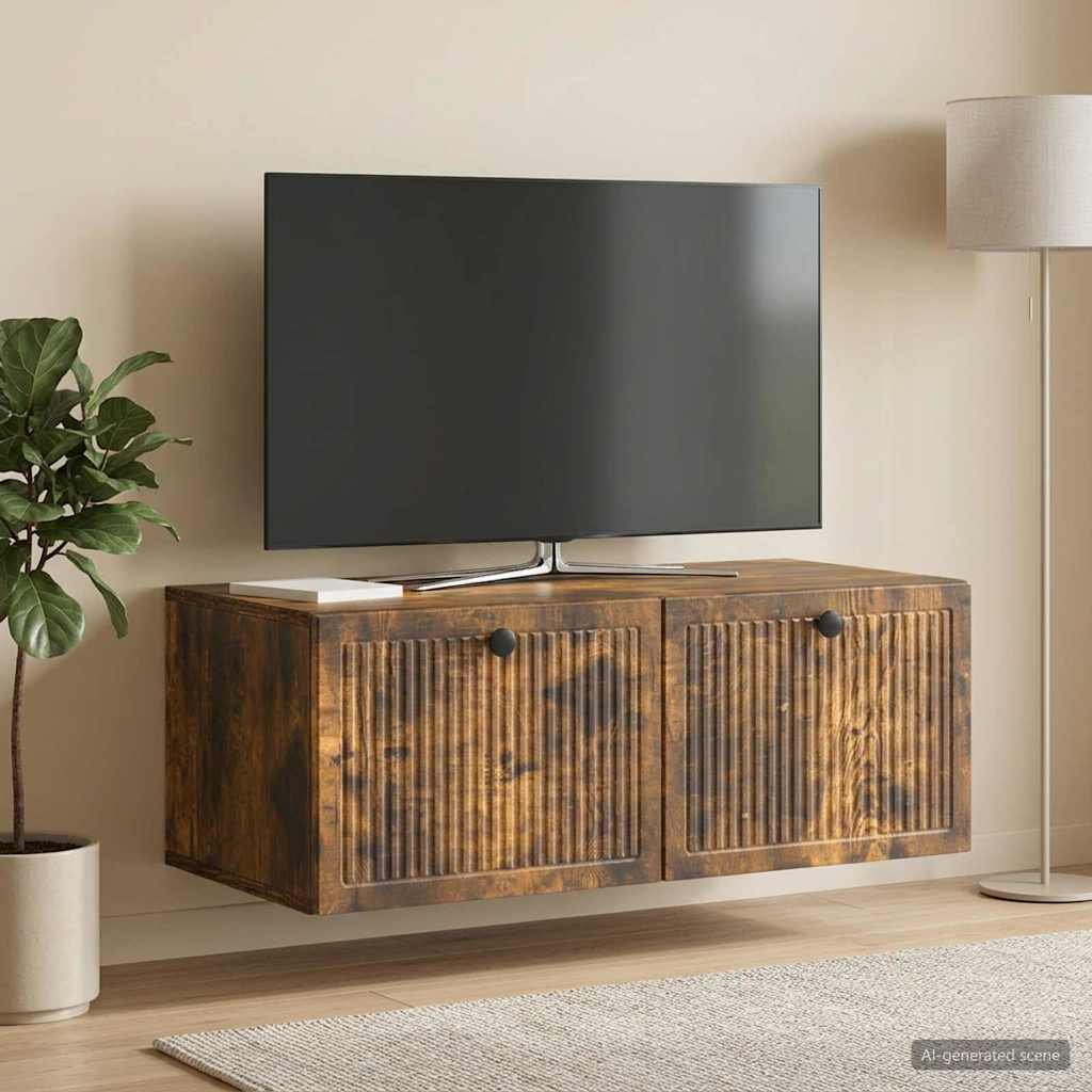 Nástěnná Tv Skříň Nástěnný Kouřový Dub 78,5 X 41 X 30 Cm