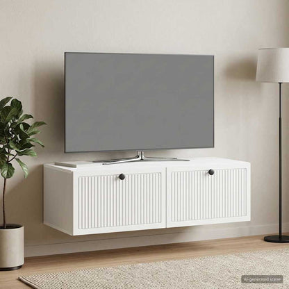 Nástěnná Tv Skříň Bílá 98 X 41 X 30 Cm Kompozitní Dřevo