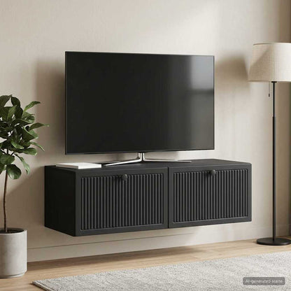 Nástěnná Tv Skříň Černá 98 X 41 X 30 Cm Kompozitní Dřevo