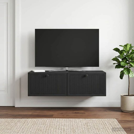Nástěnná Tv Skříň Černá 98 X 41 X 30 Cm Kompozitní Dřevo
