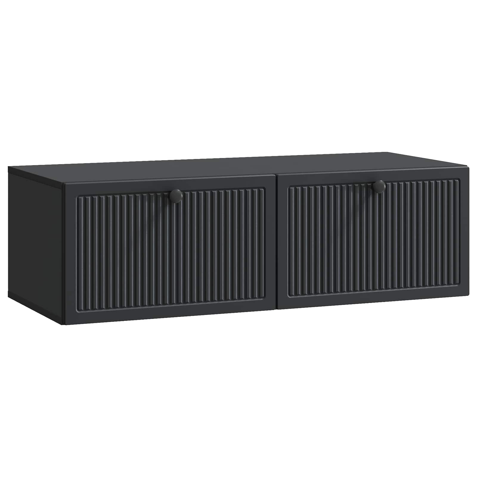 Nástěnná Tv Skříň Černá 98 X 41 X 30 Cm Kompozitní Dřevo
