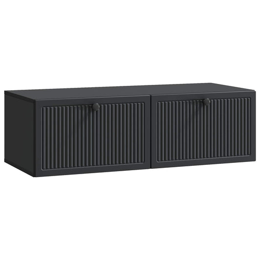 Nástěnná Tv Skříň Černá 98 X 41 X 30 Cm Kompozitní Dřevo