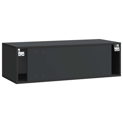 Nástěnná Tv Skříň Černá 98 X 41 X 30 Cm Kompozitní Dřevo