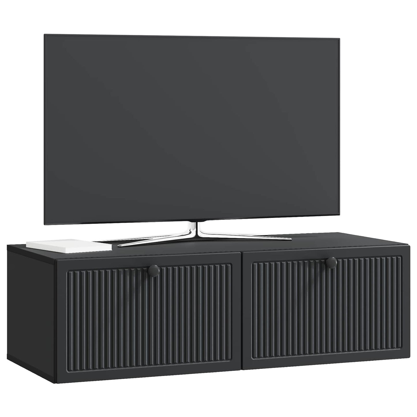 Nástěnná Tv Skříň Černá 98 X 41 X 30 Cm Kompozitní Dřevo