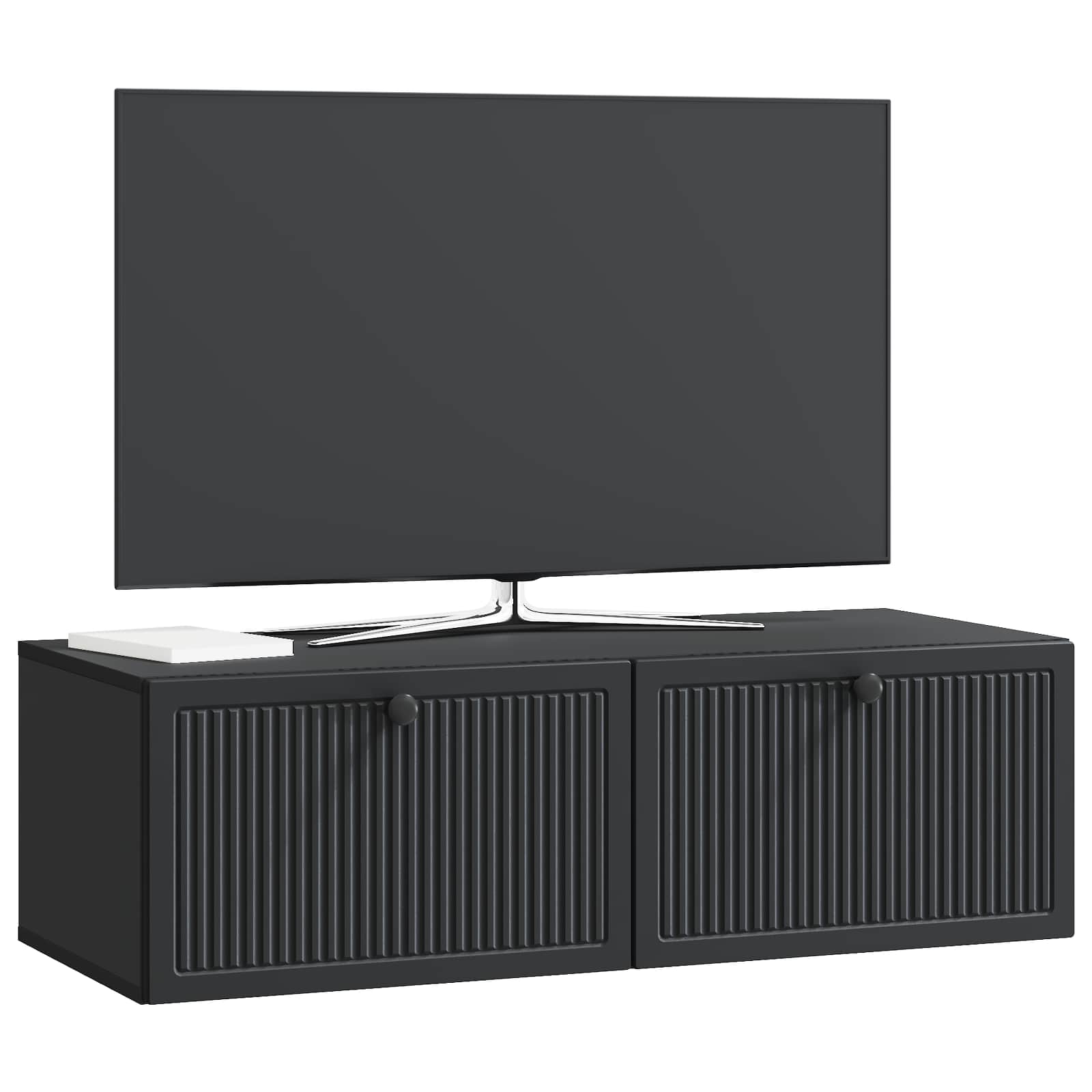 Nástěnná Tv Skříň Černá 98 X 41 X 30 Cm Kompozitní Dřevo