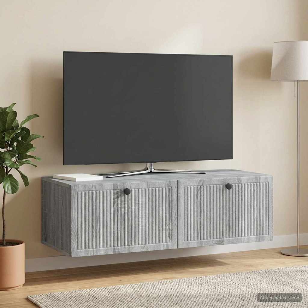 Nástěnná Tv Skříň Šedá Sonoma 98 X 41 X 30 Cm Kompozitní Dřevo