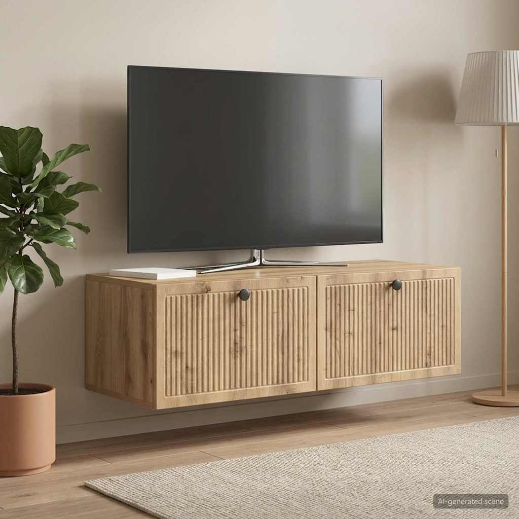 Nástěnná Tv Skříň 98 X 41 X 30 Cm Dub Artisan Kompozitní Dřevo