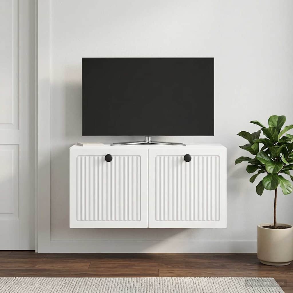 Nástěnná Tv Skříň Bílá 59,5 X 31 X 30 Cm Kompozitní Dřevo