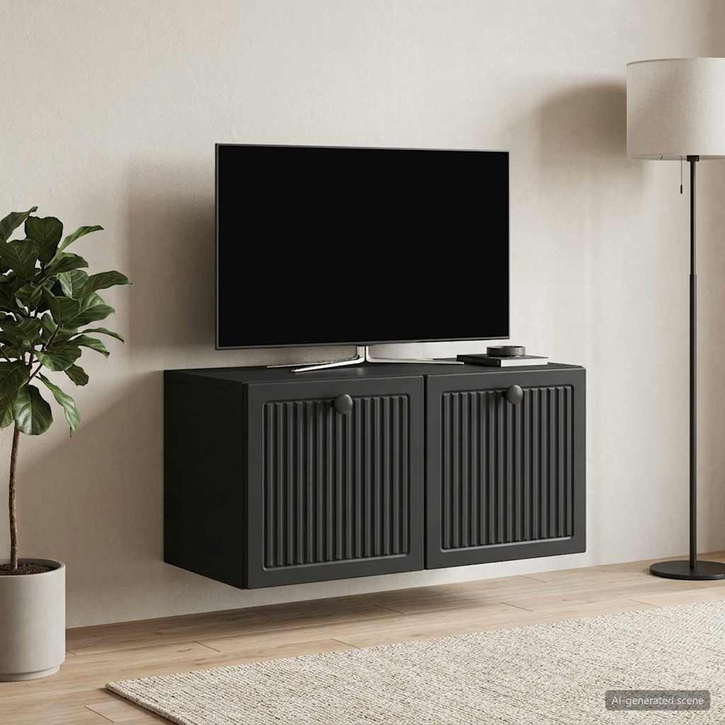 Nástěnná Tv Skříň Černá 59,5 X 31 X 30 Cm Kompozitní Dřevo