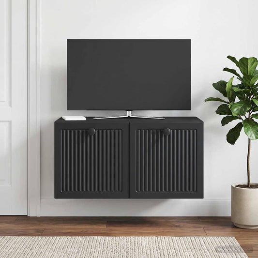 Nástěnná Tv Skříň Černá 59,5 X 31 X 30 Cm Kompozitní Dřevo