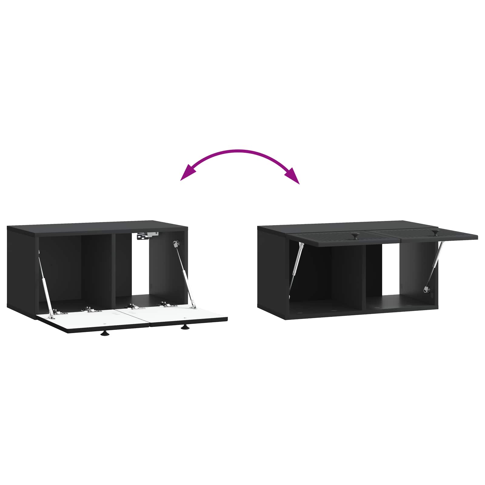 Nástěnná Tv Skříň Černá 59,5 X 31 X 30 Cm Kompozitní Dřevo