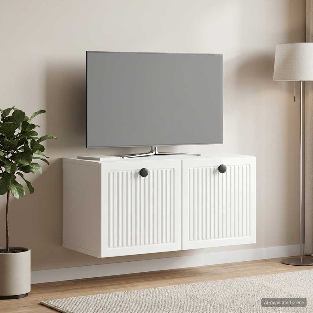 Nástěnná Tv Skříň Bílá S Vysokým Leskem 59,5 X 31 X 30 Cm