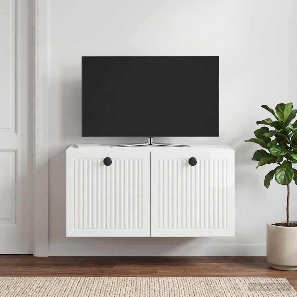 Nástěnná Tv Skříň Bílá S Vysokým Leskem 59,5 X 31 X 30 Cm