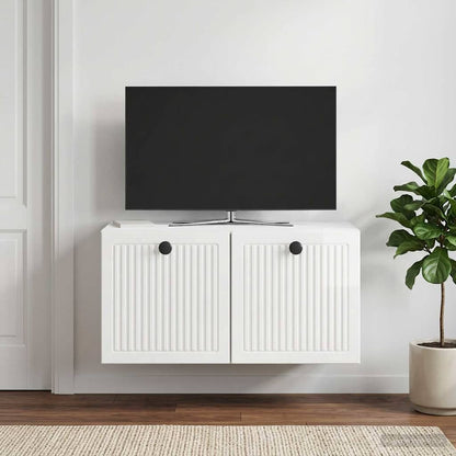 Nástěnná Tv Skříň Bílá S Vysokým Leskem 59,5 X 31 X 30 Cm