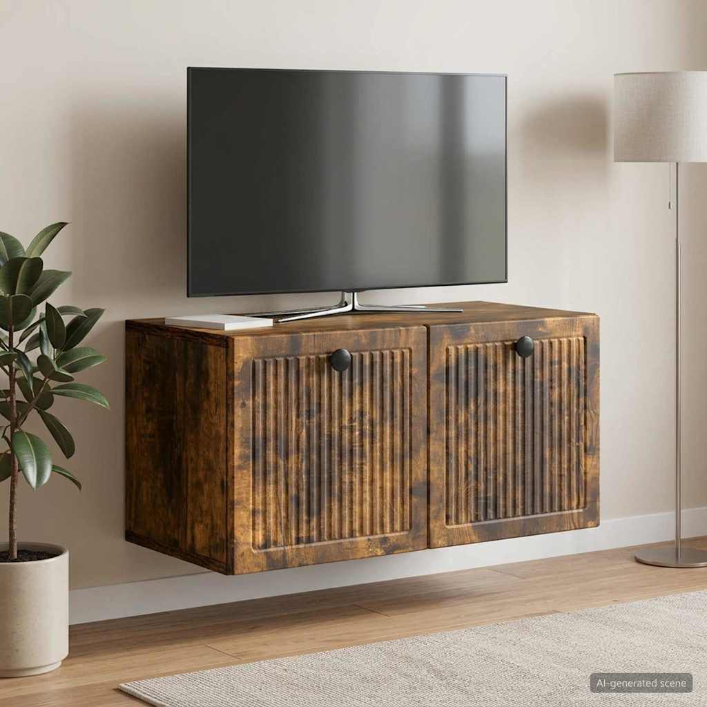 Nástěnná Tv Skříň Nástěnný Kouřový Dub 59,5 X 31 X 30 Cm