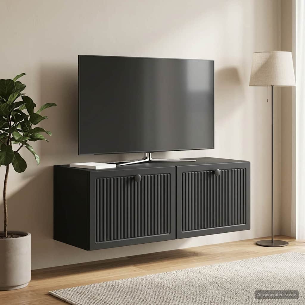 Nástěnná Tv Skříň Černá 78,5 X 31 X 30 Cm Kompozitní Dřevo