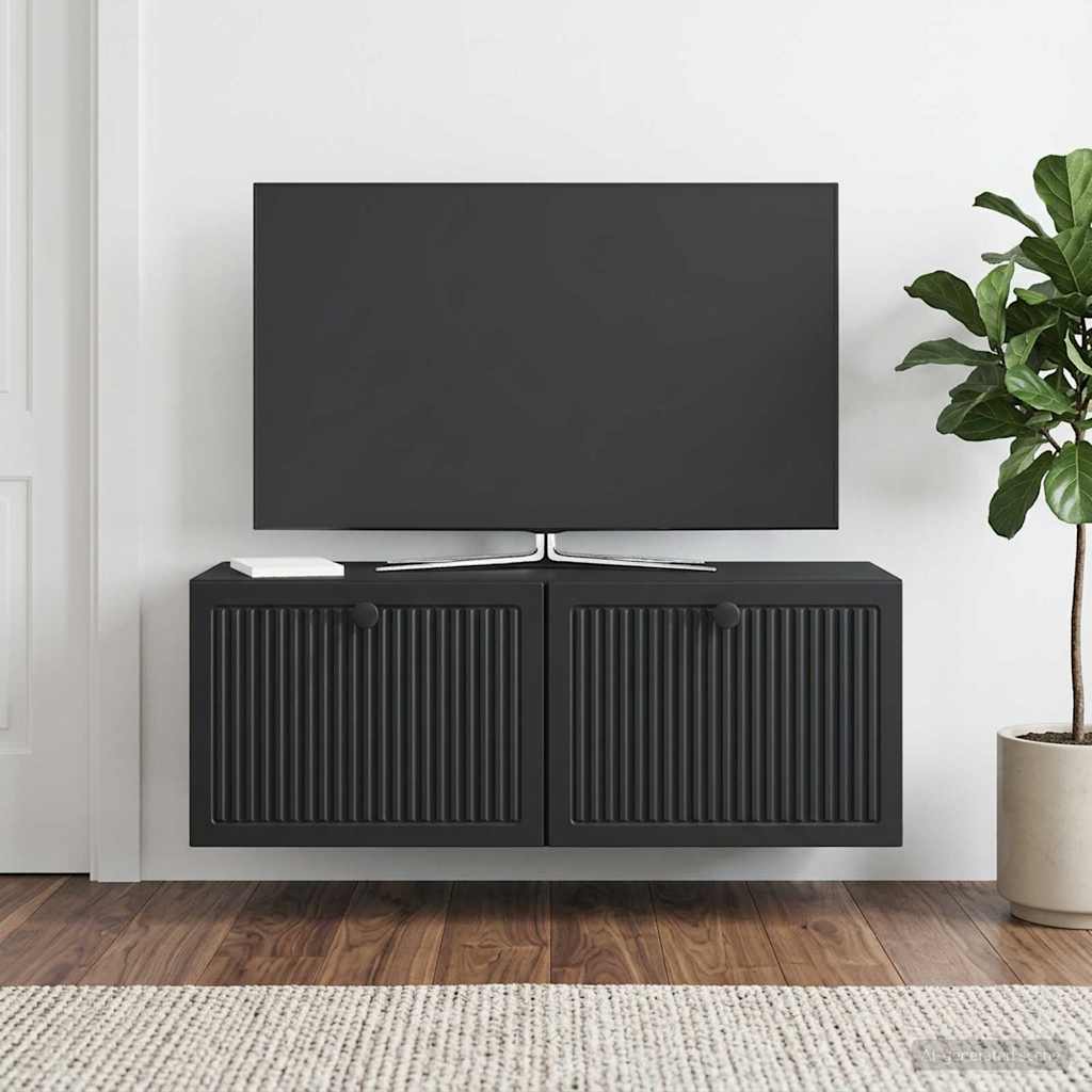 Nástěnná Tv Skříň Černá 78,5 X 31 X 30 Cm Kompozitní Dřevo