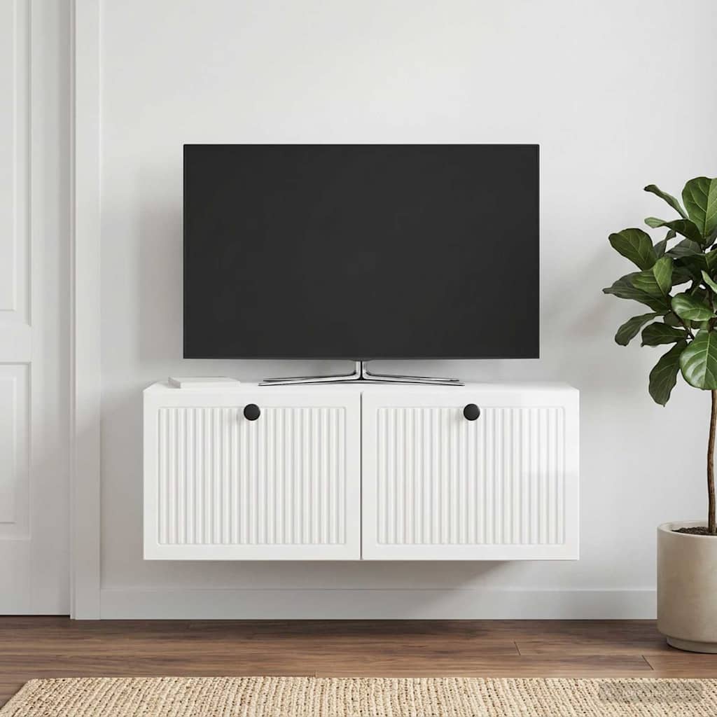 Nástěnná Tv Skříň Bílá S Vysokým Leskem 78,5 X 31 X 30 Cm