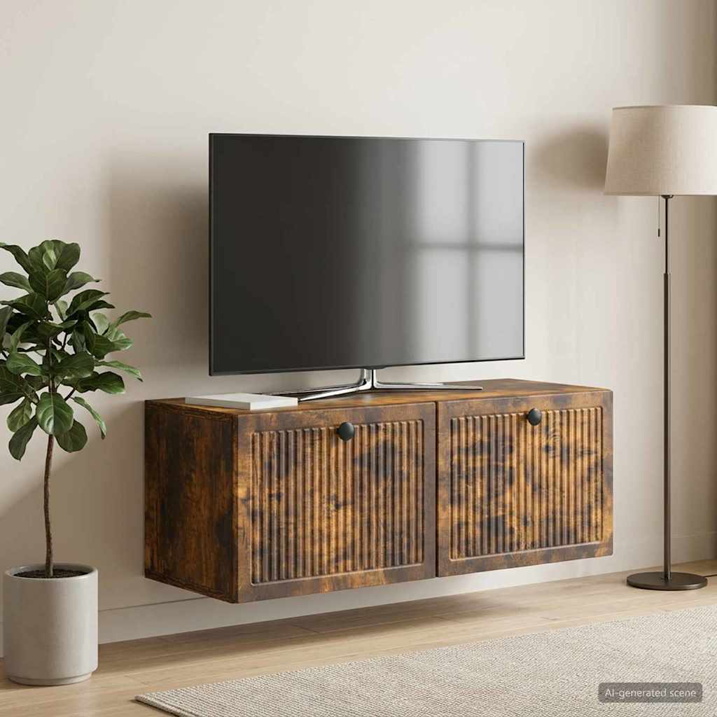Nástěnná Tv Skříň Nástěnný Kouřový Dub 78,5 X 31 X 30 Cm