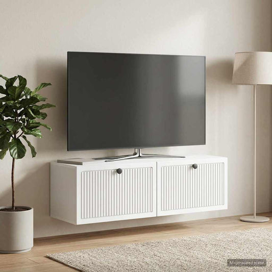 Nástěnná Tv Skříň Bílá 98 X 31 X 30 Cm Kompozitní Dřevo