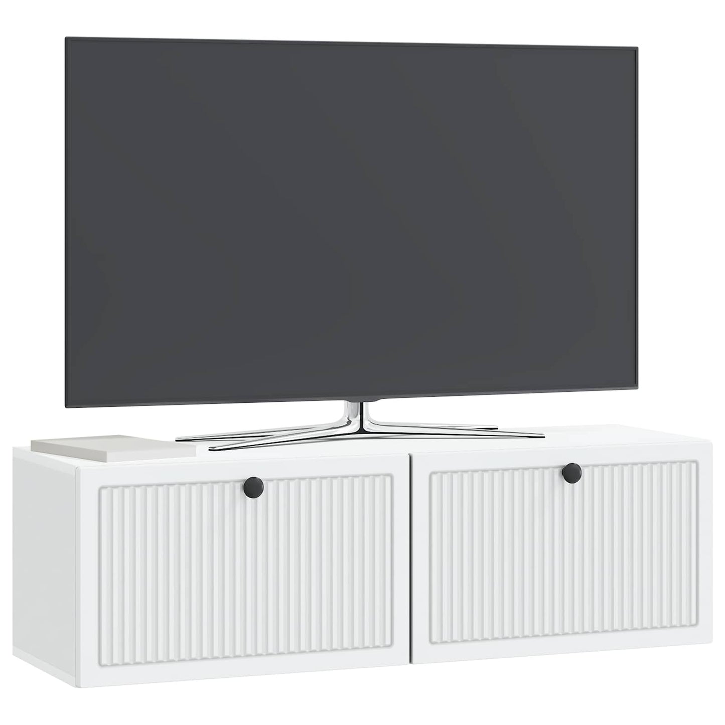 Nástěnná Tv Skříň Bílá 98 X 31 X 30 Cm Kompozitní Dřevo