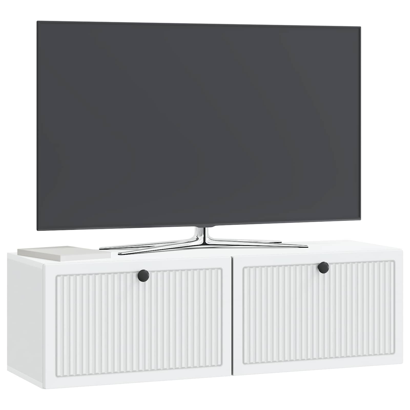 Nástěnná Tv Skříň Bílá 98 X 31 X 30 Cm Kompozitní Dřevo