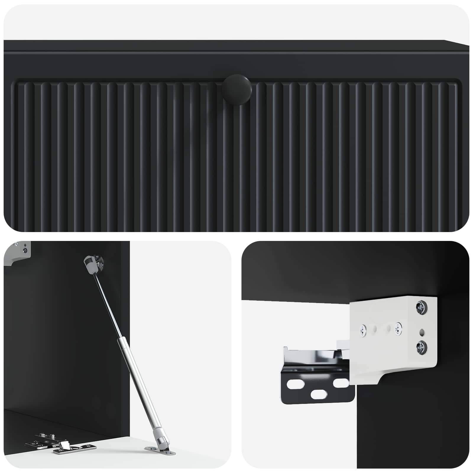 Nástěnná Tv Skříň Černá 98 X 31 X 30 Cm Kompozitní Dřevo