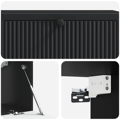 Nástěnná Tv Skříň Černá 98 X 31 X 30 Cm Kompozitní Dřevo