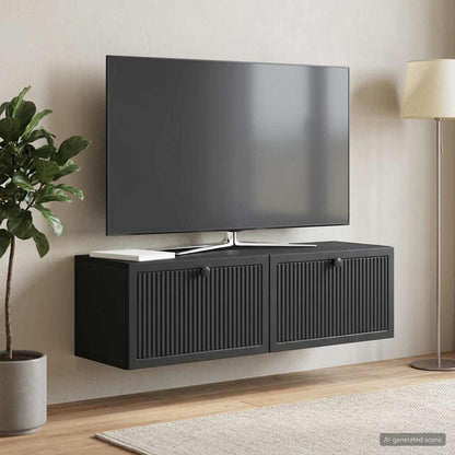 Nástěnná Tv Skříň Černá 98 X 31 X 30 Cm Kompozitní Dřevo