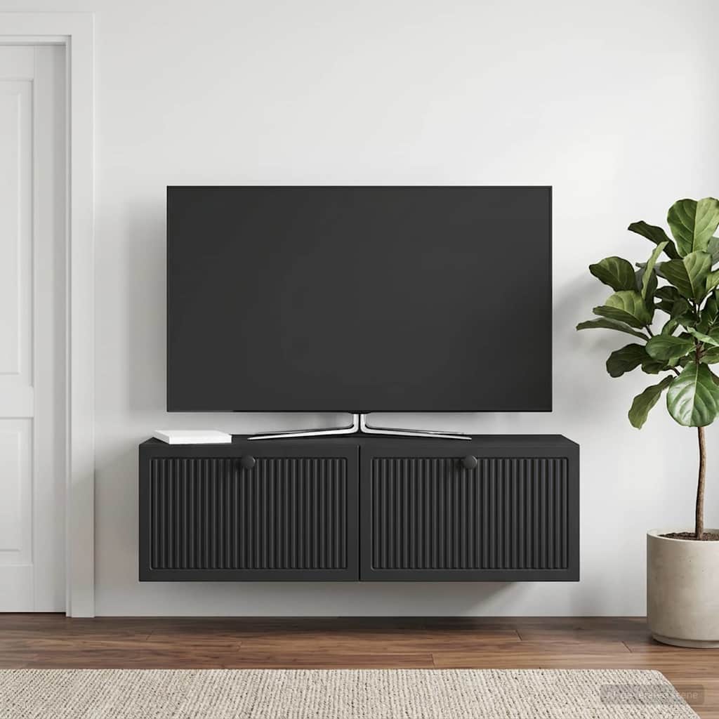 Nástěnná Tv Skříň Černá 98 X 31 X 30 Cm Kompozitní Dřevo
