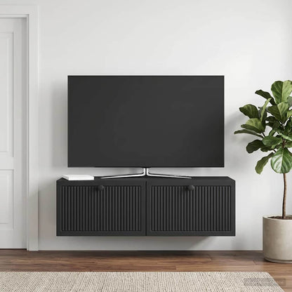 Nástěnná Tv Skříň Černá 98 X 31 X 30 Cm Kompozitní Dřevo