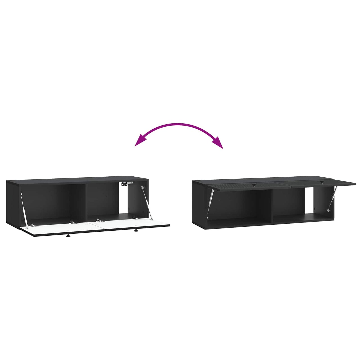 Nástěnná Tv Skříň Černá 98 X 31 X 30 Cm Kompozitní Dřevo