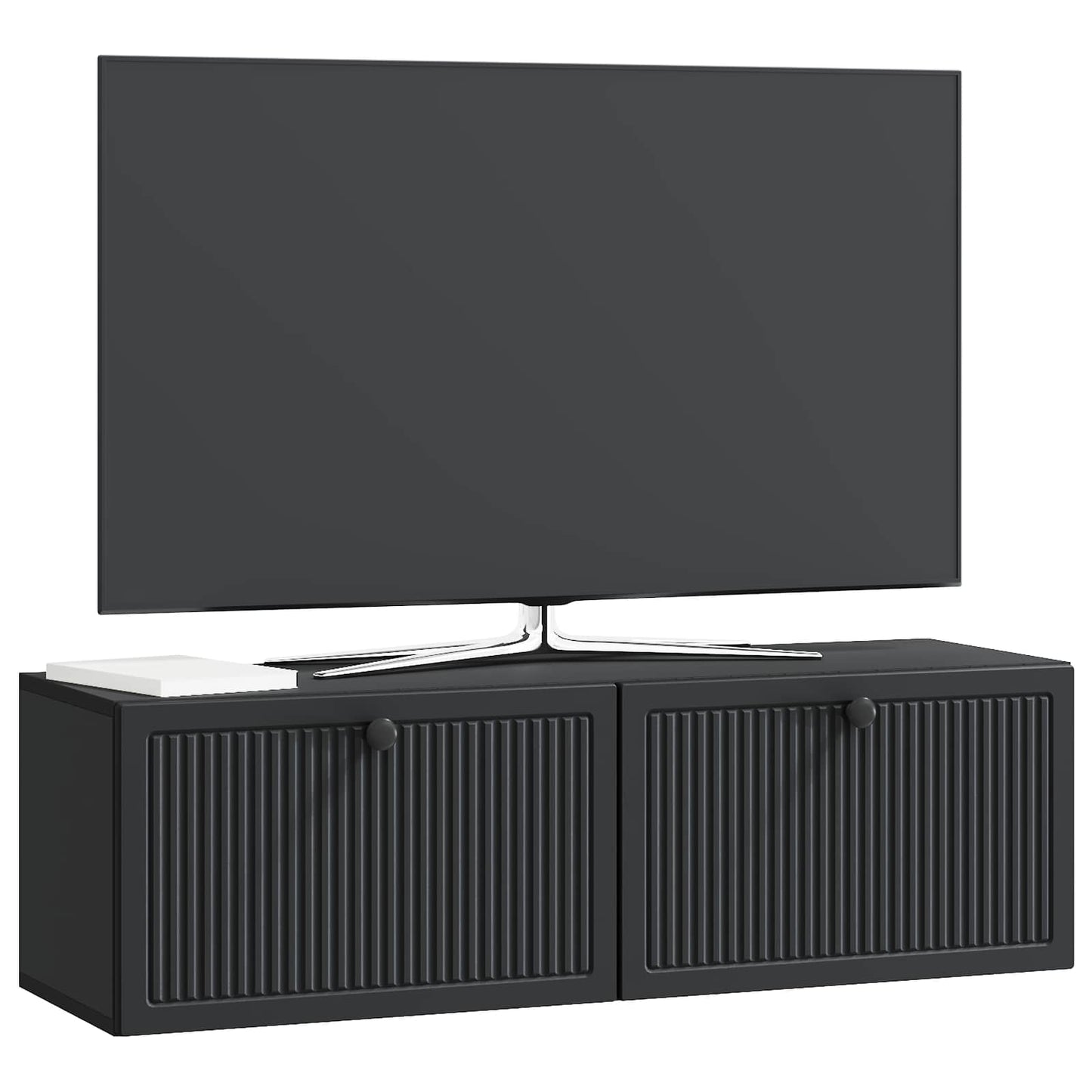 Nástěnná Tv Skříň Černá 98 X 31 X 30 Cm Kompozitní Dřevo
