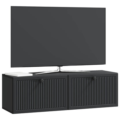 Nástěnná Tv Skříň Černá 98 X 31 X 30 Cm Kompozitní Dřevo