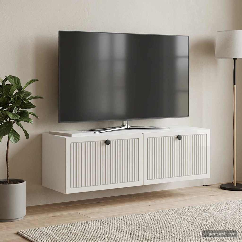 Nástěnná Tv Skříň Bílá S Vysokým Leskem 98 X 31 X 30 Cm
