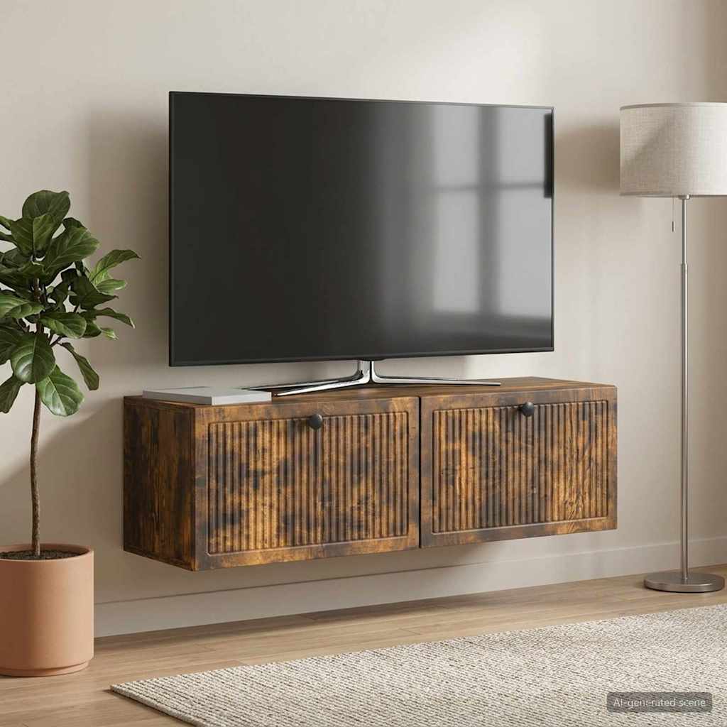 Nástěnná Tv Skříň Kouřový Dub 98 X 31 X 30 Cm Kompozitní Dřevo