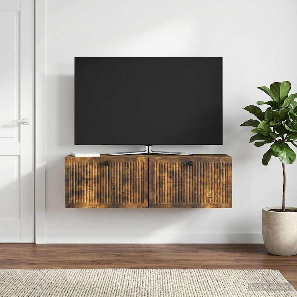Nástěnná Tv Skříň Kouřový Dub 98 X 31 X 30 Cm Kompozitní Dřevo