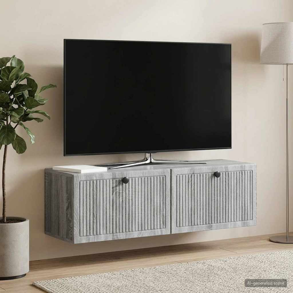 Nástěnná Tv Skříň Šedá Sonoma 98 X 31 X 30 Cm Kompozitní Dřevo