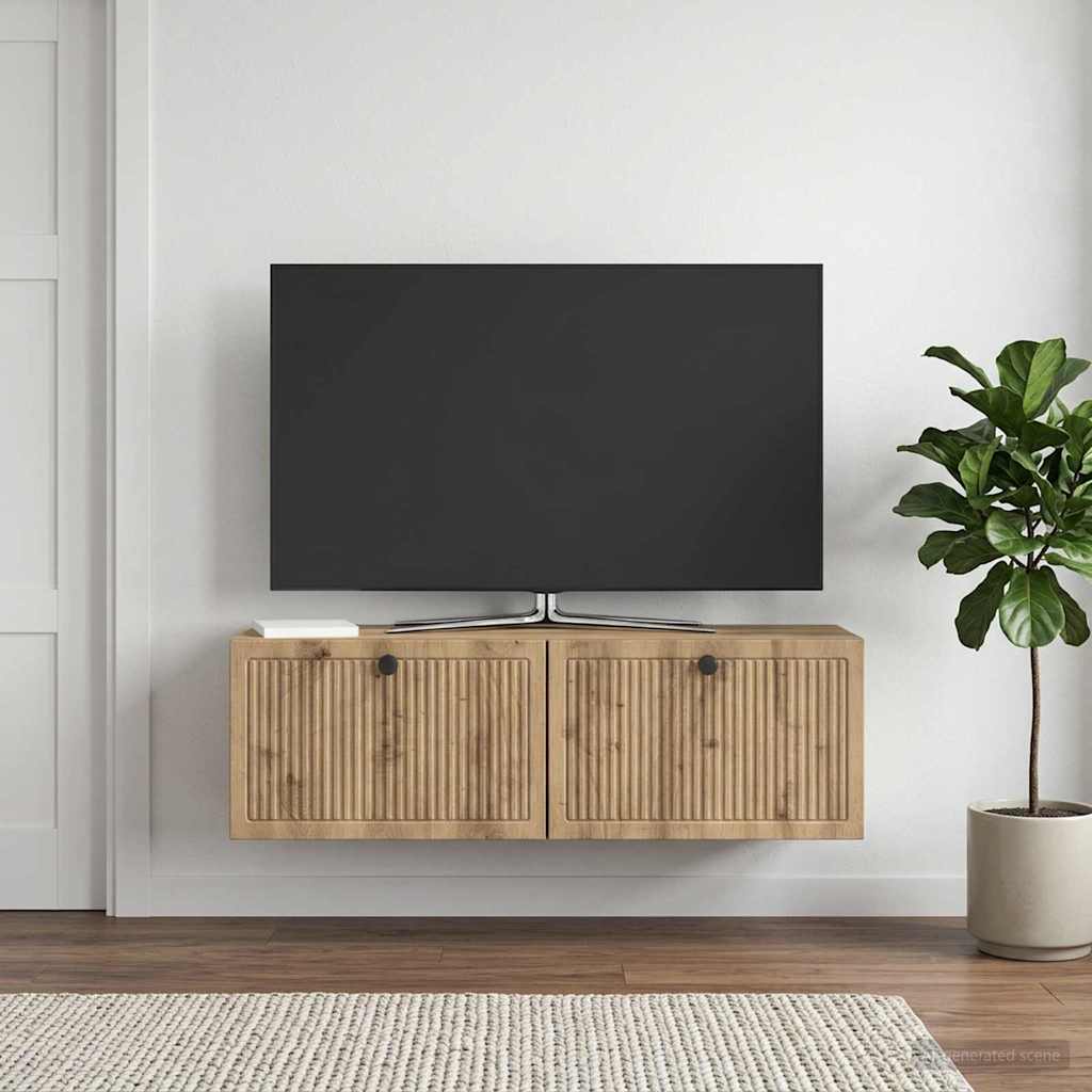 Nástěnná Tv Skříň 98 X 31 X 30 Cm Dub Artisan Kompozitní Dřevo