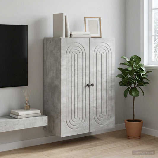 Nástěnná Skříň Betonově Šedá 66 X 34,5 X 90 Cm Kompozitní Dřevo